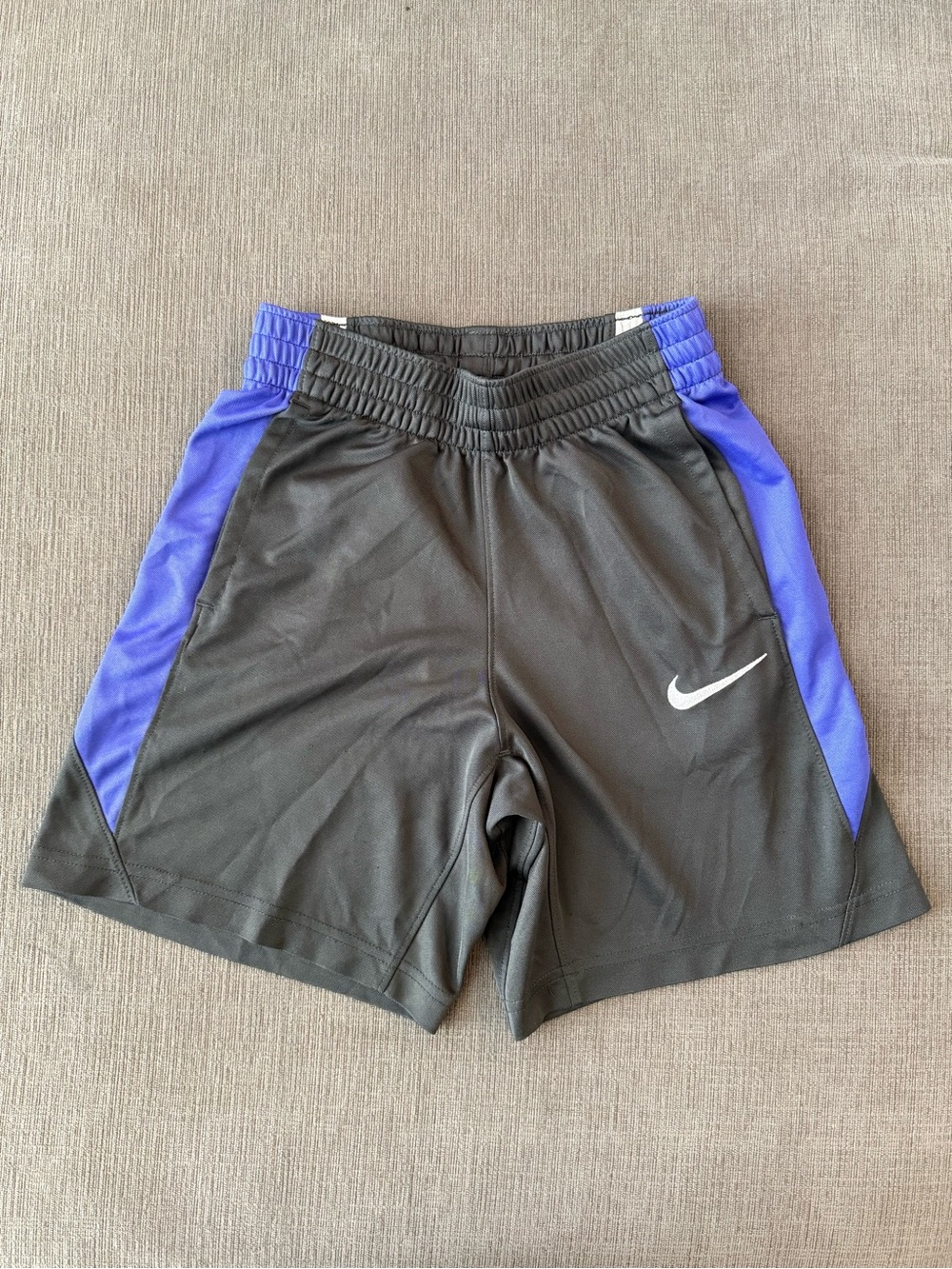 Nike Black & Blue Kids Athletic Shorts with White Swoosh